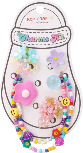 Set di accessori decorativi per ciabatte – smile allegri e fiori colorati