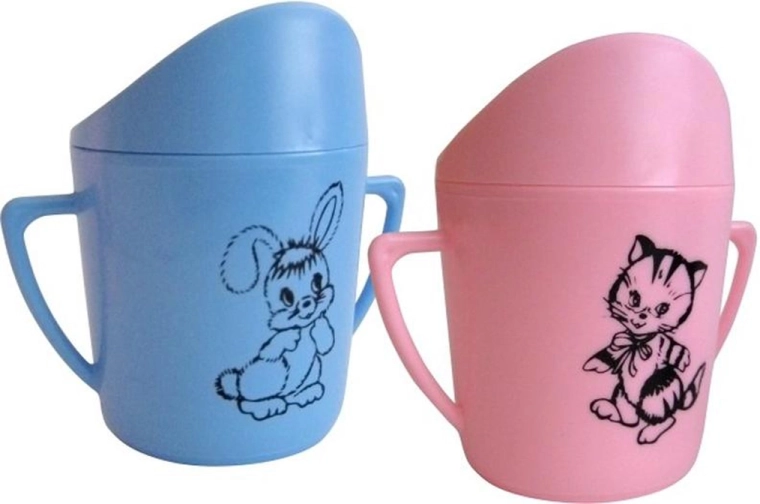 Bicchiere per neonati con beccuccio 250 ml – rosa con stampa