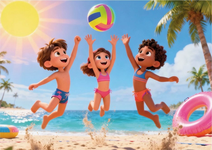 Allegre illustrazioni da spiaggia che stimolano il gioco