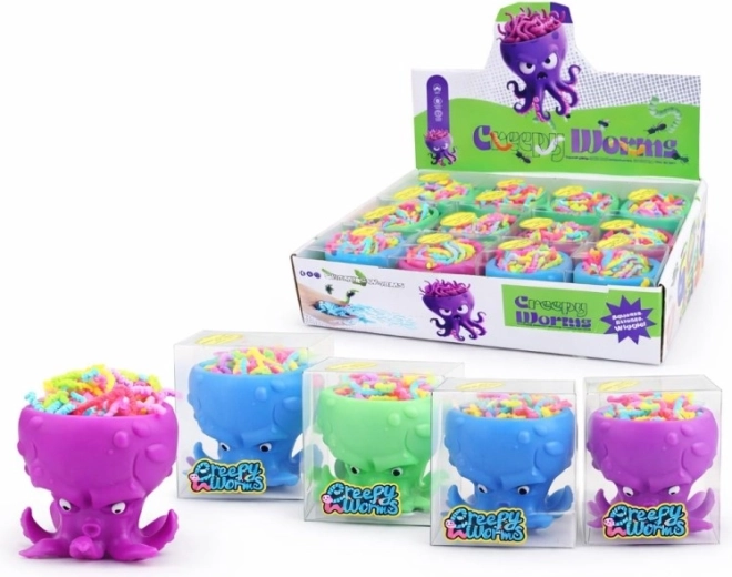 Vermicelli nel polipo 7 cm – giocattolo sensoriale colorato per bambini