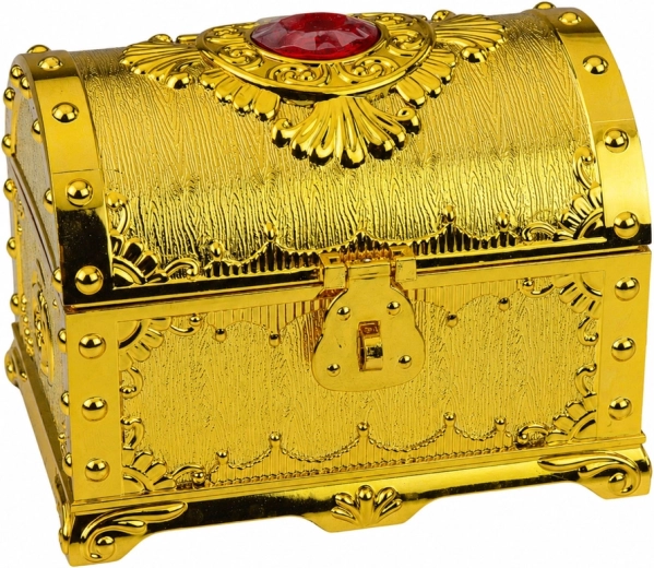 Baule dorato decorato come in una spedizione di pirati