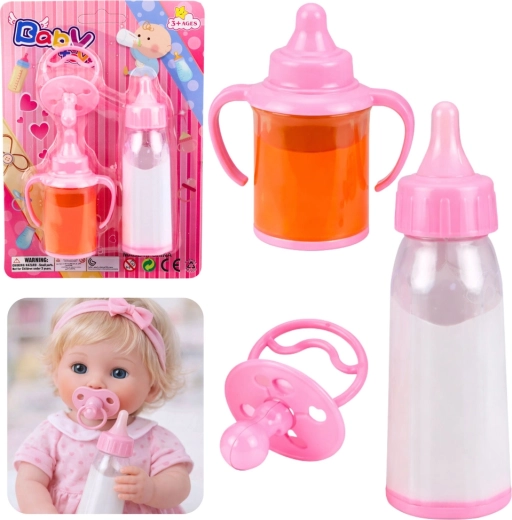 Biberon magici per bambole con ciuccio, 3 pezzi