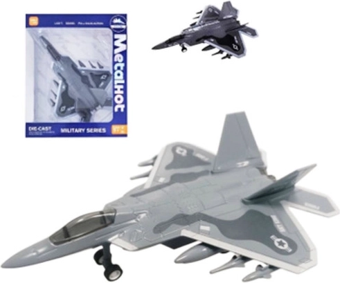 Aereo militare per bambini con meccanismo pull-back, luci e suoni