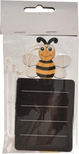 Targhetta in legno con ape 7 × 13 cm, nera