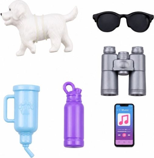 Ricchi accessori incluso il cagnolino