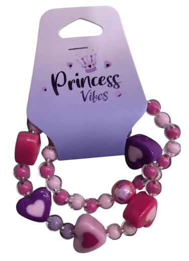PINK set di braccialetti con perline a cuoricini, 2 pz