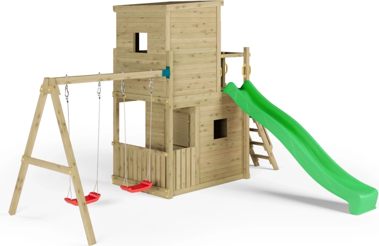 Casetta rialzata con tetto in legno