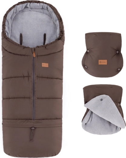 Petite&Mars set sacco invernale Jibot 3in1 e guanti per passeggino Jasie dark walnut