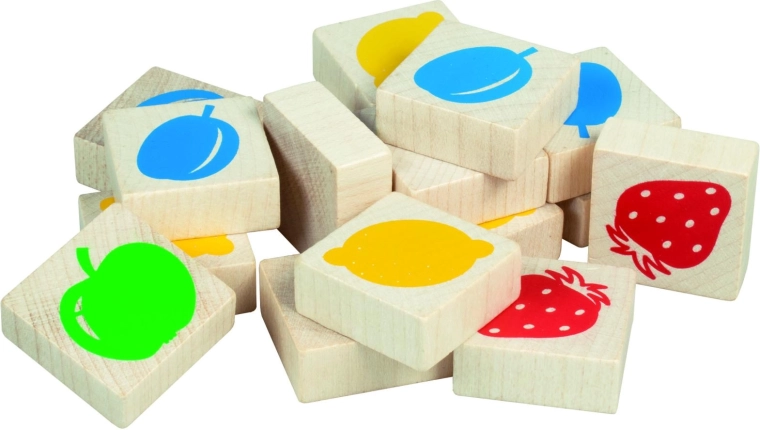 Tessere in legno con frutta