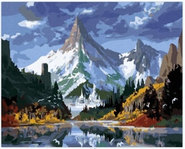 Norimpex Dipingere con i numeri Castello tra le alte montagne 40 × 50 cm