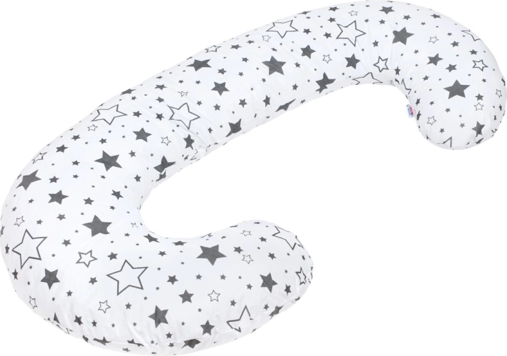 Cuscino universale per l’allattamento New Baby a forma di C con stelle grigie