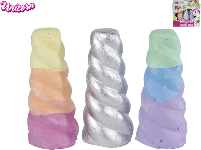 Gessetti colorati per marciapiede a forma di corno di unicorno, set da 3 pezzi