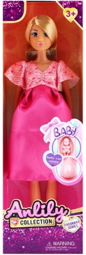 Bambola incinta in abito rosa 30 cm