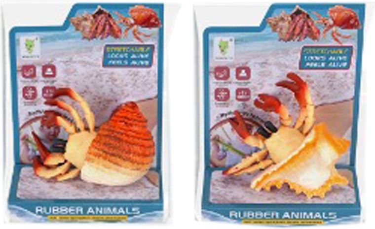 Granchio di gomma con conchiglia 10 cm