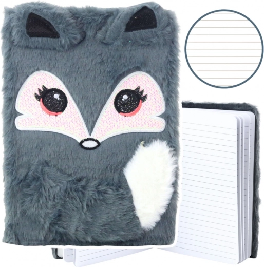 Quaderno peluche con volpe grigio A5 80 fogli