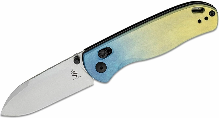 Kizer Drop Bear coltello tascabile 7,6 cm, titanio multicolore con clip