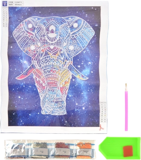 Diamond painting elefante luminoso 30 × 40 cm