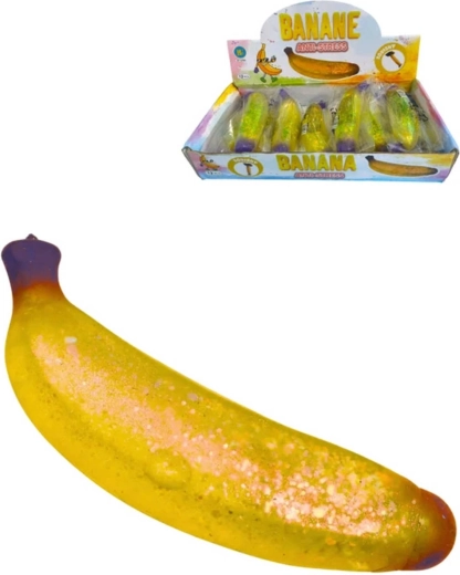 Banana antistress da schiacciare glitterata e stretch - 1 pezzo