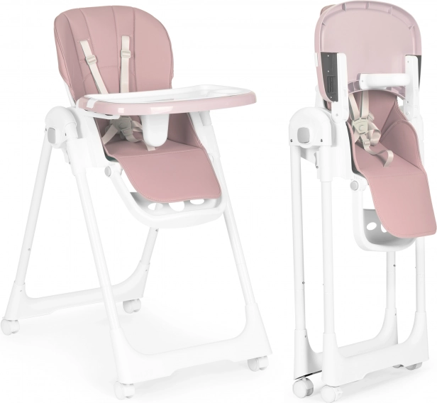 Seggiolone regolabile in altezza con doppio vassoio ECOTOYS – Rosa