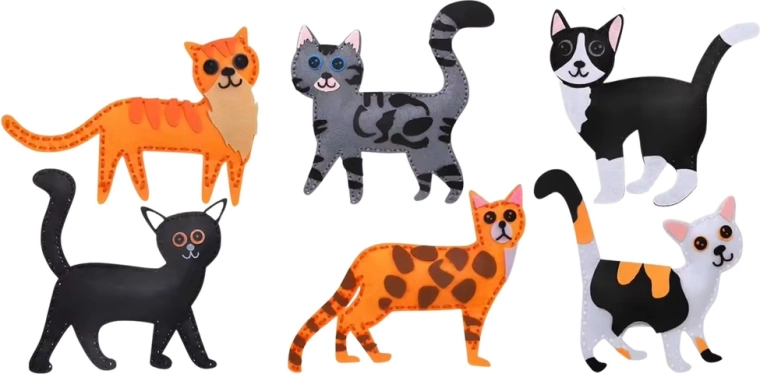 6 simpatici gattini in feltro