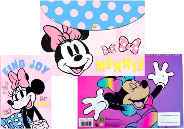 Set di quaderno, blocco con adesivi e cartellina Disney Minnie