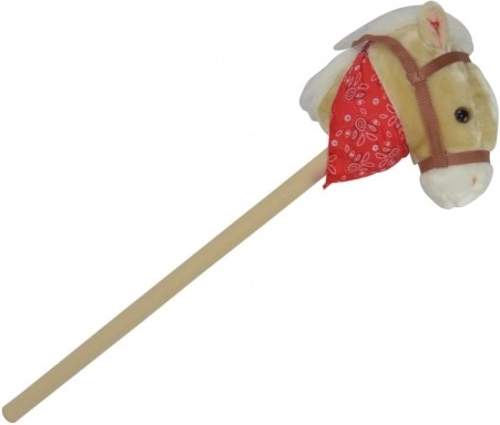 Cavallo a bastone in peluche con suoni 80 cm, beige