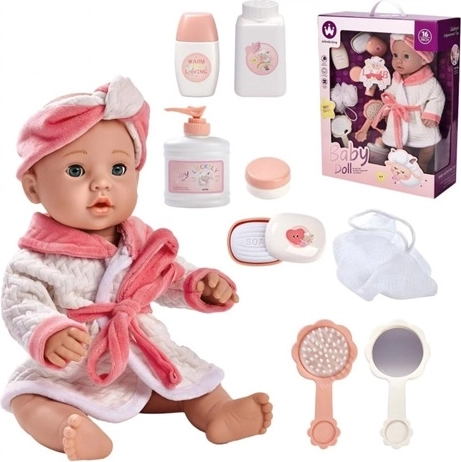 Bambola neonata con accessori da bagno
