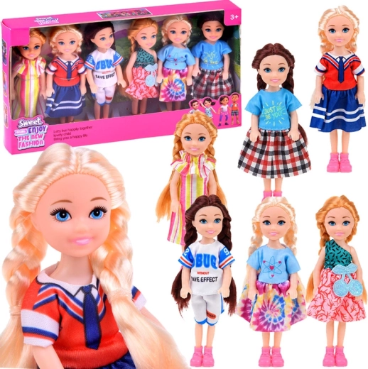 Mini bambole per casa delle bambole – set da 6 pezzi, 14 cm