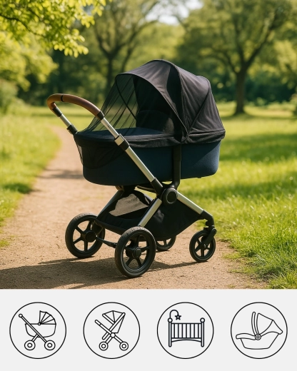 Zanzariera universale FreeON per passeggino nera
