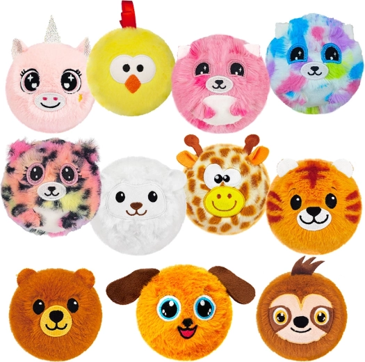 Pallina di peluche rimbalzante con animaletto 7 cm - 1 pezzo