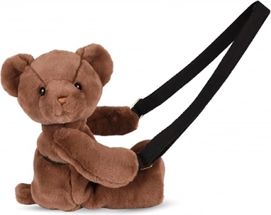 Borsa a tracolla in peluche Doudou a forma di orsetto marrone 30 cm