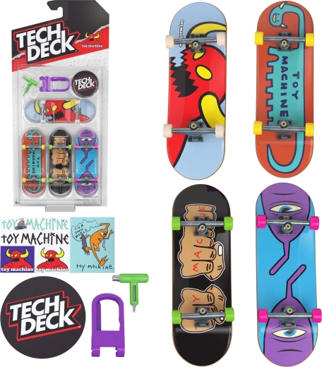 Set Tech Deck di 4 mini fingerboard Toy Machine - 4 pezzi