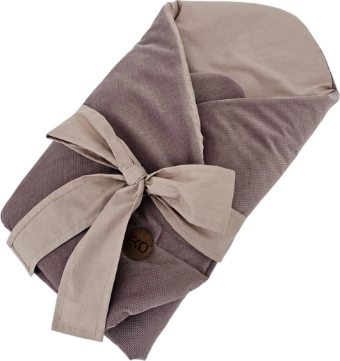 Fasciatoio/avvolgibimbo in cotone EKO Velvet con inserto in cocco removibile e fiocco dark pink 75 × 75 cm