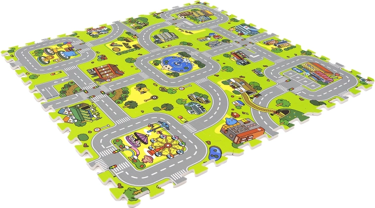 Una città ricca di fantasia per macchinine e personaggi