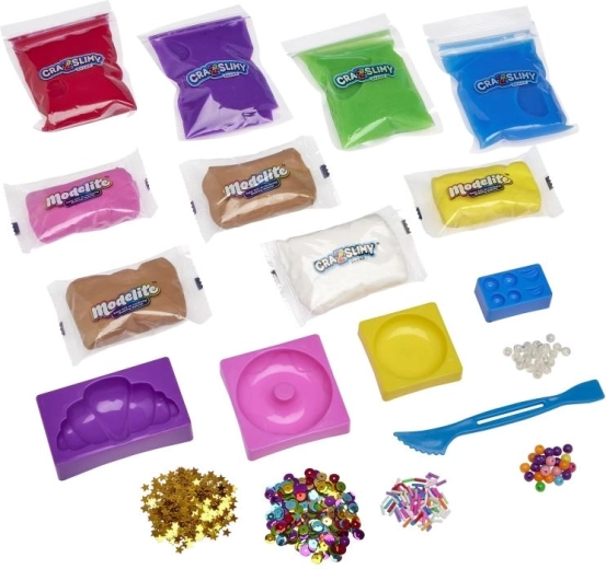 Mix di texture: slime lucido, slime marshmallow e pasta modellabile leggera