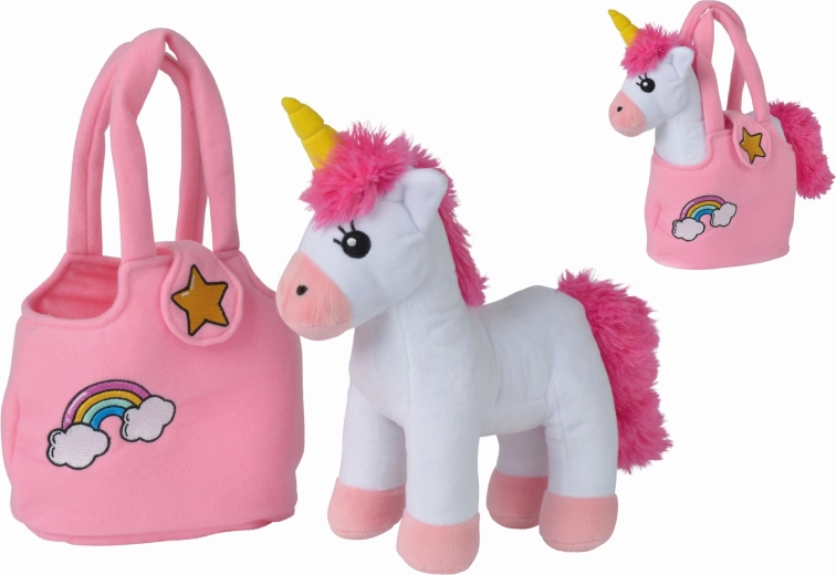 Unicorno di peluche in borsetta