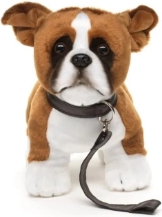 Boxer di peluche con guinzaglio 24 cm