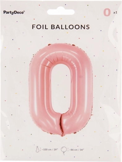 Palloncino in foil numero 0 rosa 86 cm