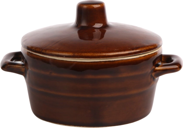 Pentola in terracotta per lo strutto 0,3 l con coperchio
