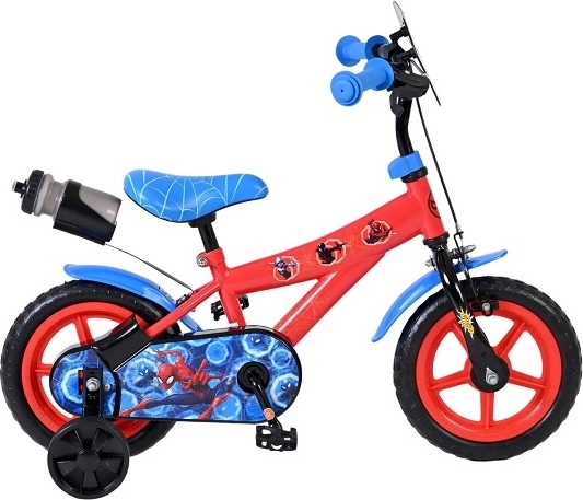 Bicicletta per bambini Spider-Man 12″ con rotelle aggiuntive e borraccia