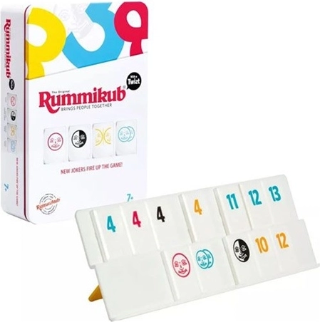 TMT Rummikub 3 in 1, gioco da viaggio in scatola di metallo