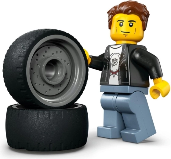 Minifigure del pilota e accessori da gara