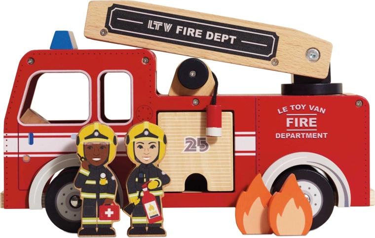 Camion dei pompieri in legno con scala e personaggi Le Toy Van