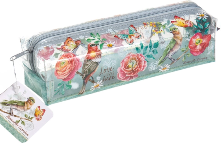 Astuccio trasparente per penne o cosmetici Argus Butterfly Garden - 1 pezzo