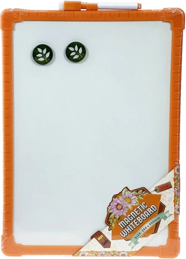 Lavagna magnetica cancellabile bifacciale per bambini con pennarello e magneti - 1 set