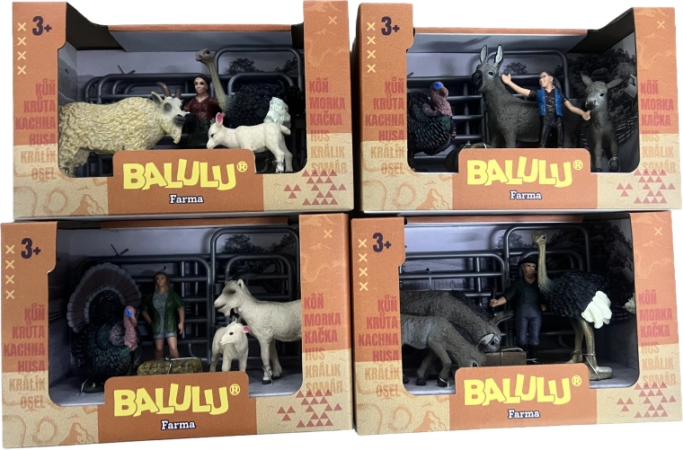 BALULU set da gioco Struzzo, tacchino o asino con personaggio e recinto - 1 pezzo