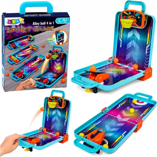Mini gioco da tavolo 3 in 1: basket, flipper e birilli in valigetta portatile - 1 pezzo