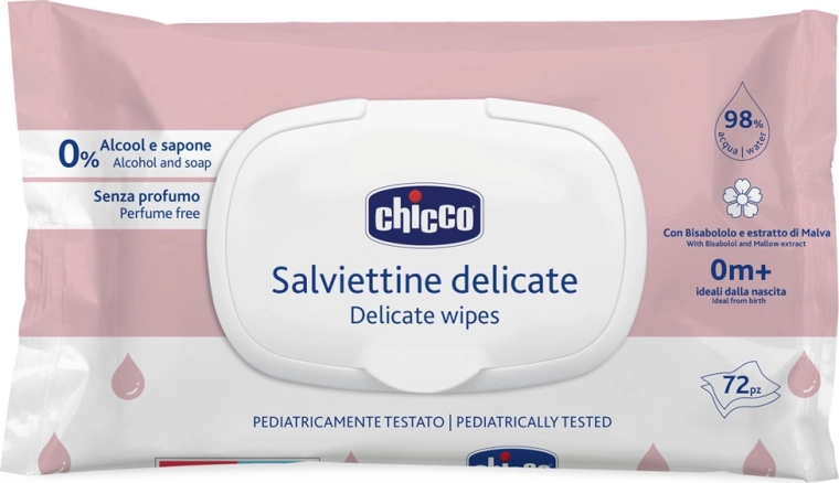 Salviettine umidificate Chicco Delicate per bambini alla camomilla 72 pz