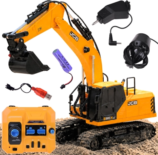 Escavatore cingolato RC JCB telecomandato con 3 accessori intercambiabili - 1 pezzo