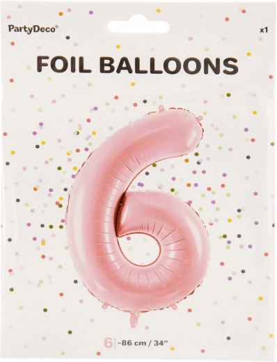 Palloncino in foil numero 6 rosa 86 cm